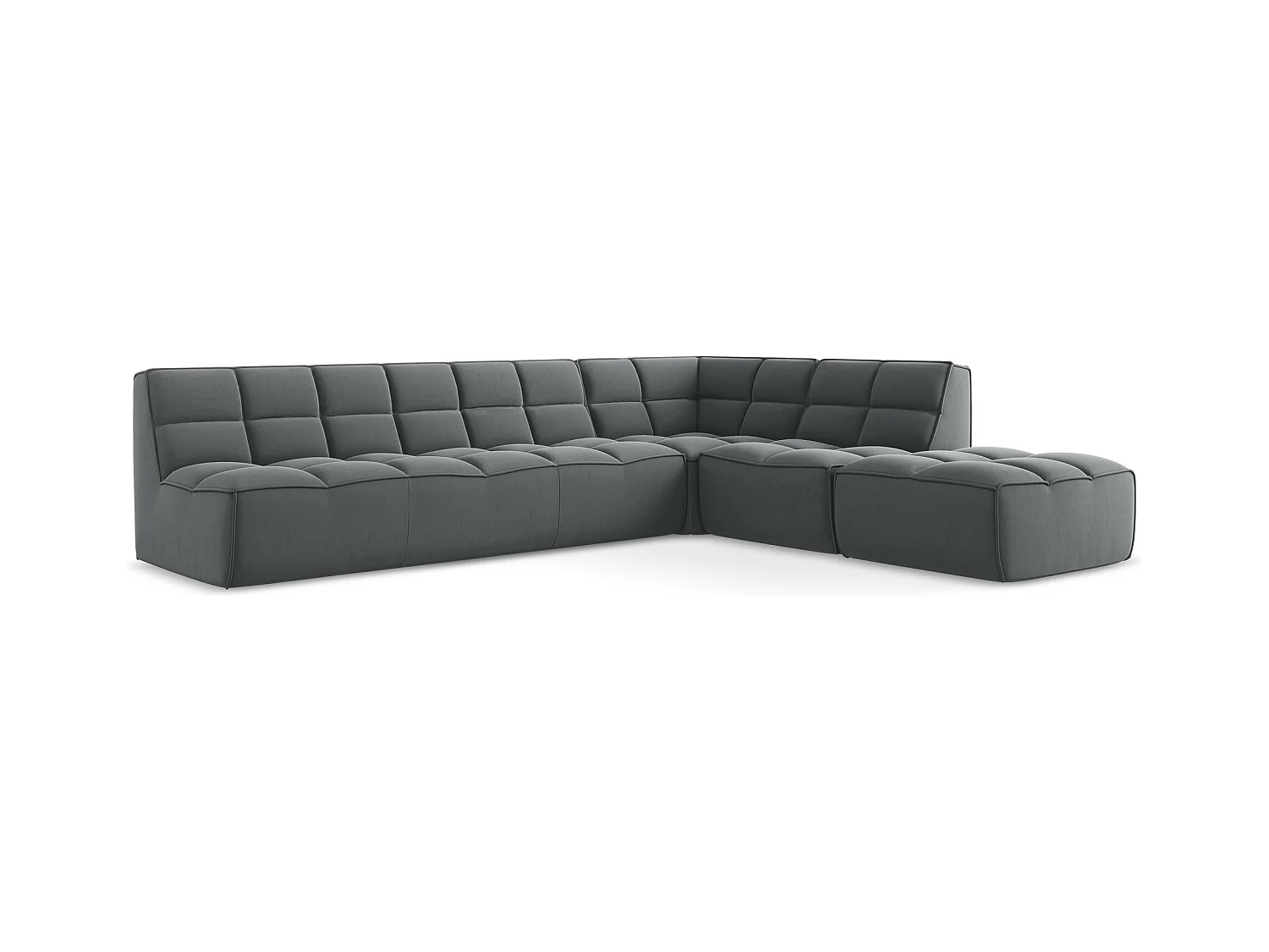 5-Sitzer Modulares Ecksofa - Ecke Rechts - Samt - Stahl - KALAI