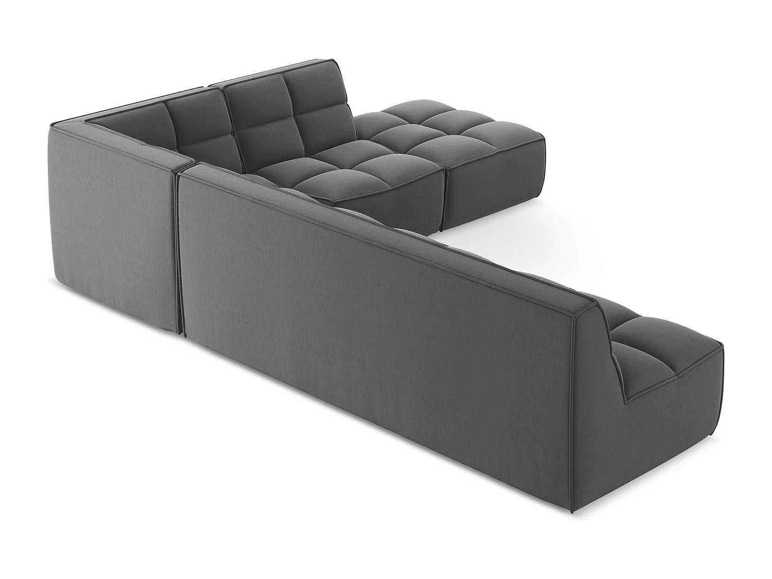 Canapé d'angle 5 places modulaire droit en velours - acier - KALAI