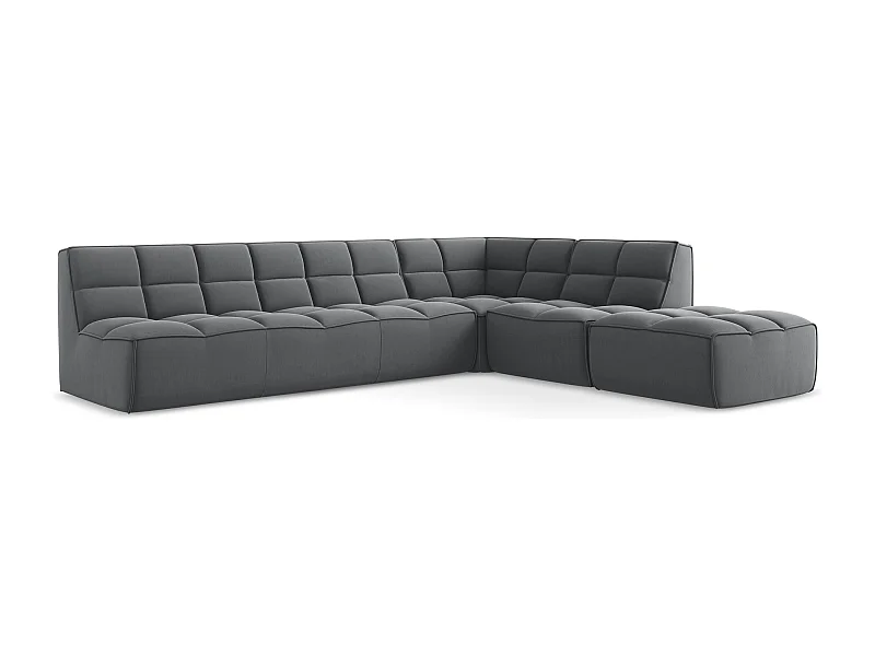 5-Sitzer Modulares Ecksofa - Ecke Rechts - Samt - Stahl - KALAI