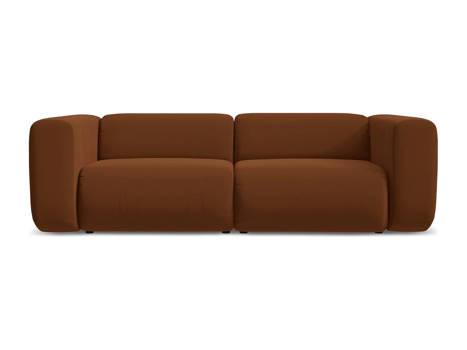 Driezits modulaire bank van terracotta velours - EKAHI