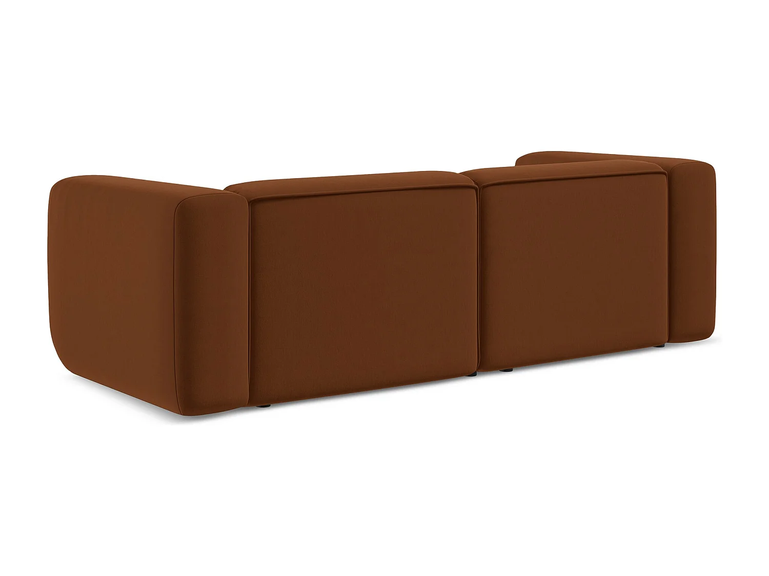 Driezits modulaire bank van terracotta velours - EKAHI