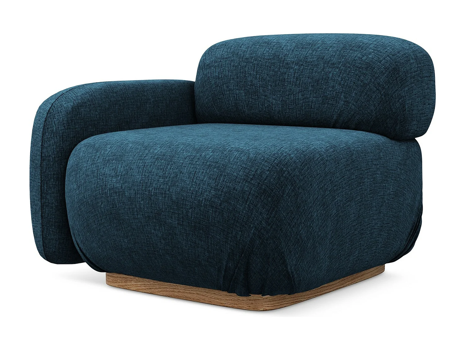 Module avec accoudoirs gauche en tissu chenille - bleu royal - AILANI