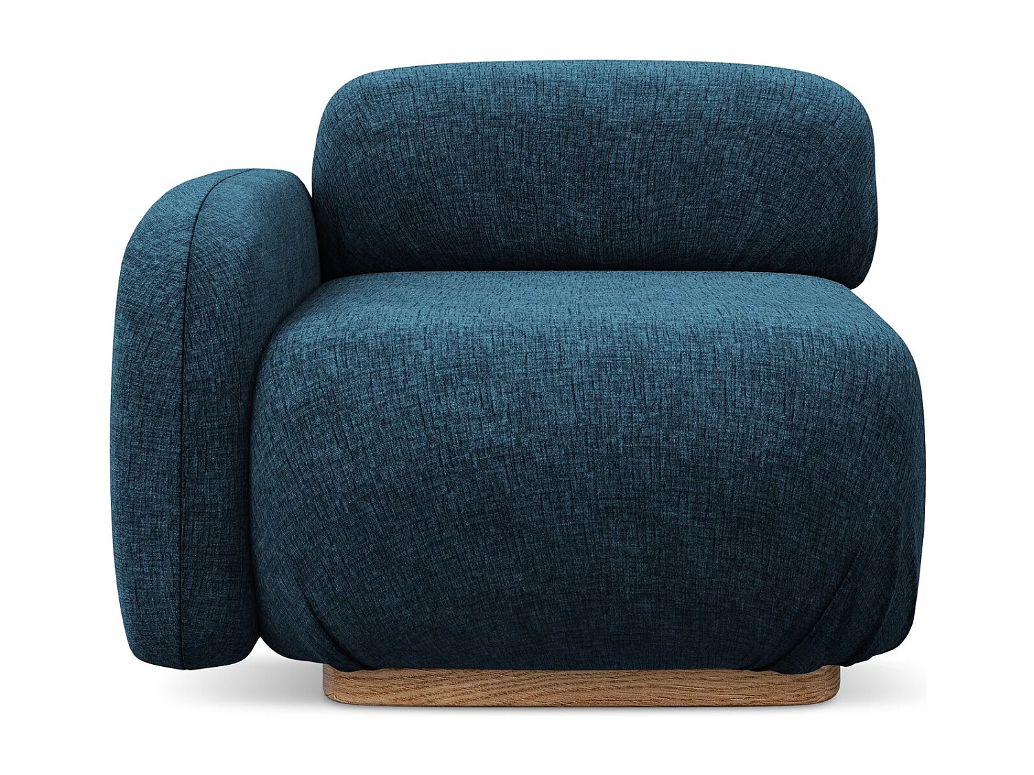 Module avec accoudoirs gauche en tissu chenille - bleu royal - AILANI