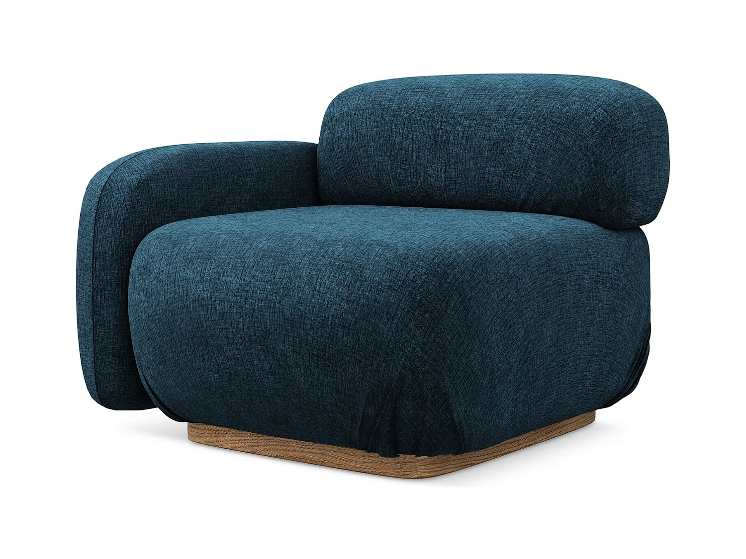 Module avec accoudoirs gauche en tissu chenille - bleu royal - AILANI