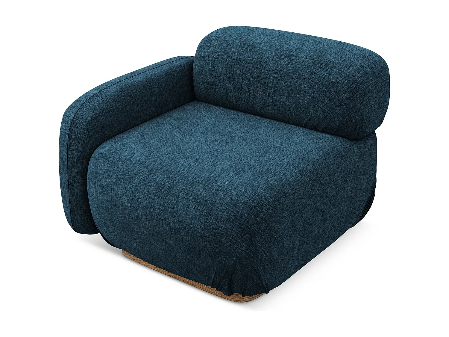 Bankmodule met armleuning links van koningsblauw chenille stof - AILANI