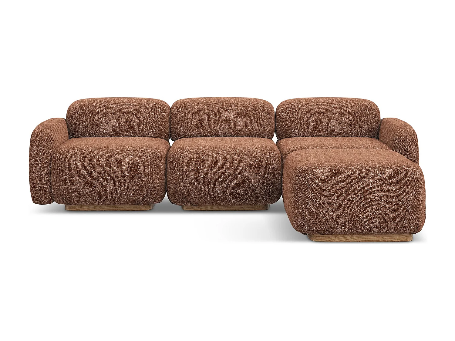 Omkeerbare modulaire hoekbank van terracotta textuurstof - AILANI