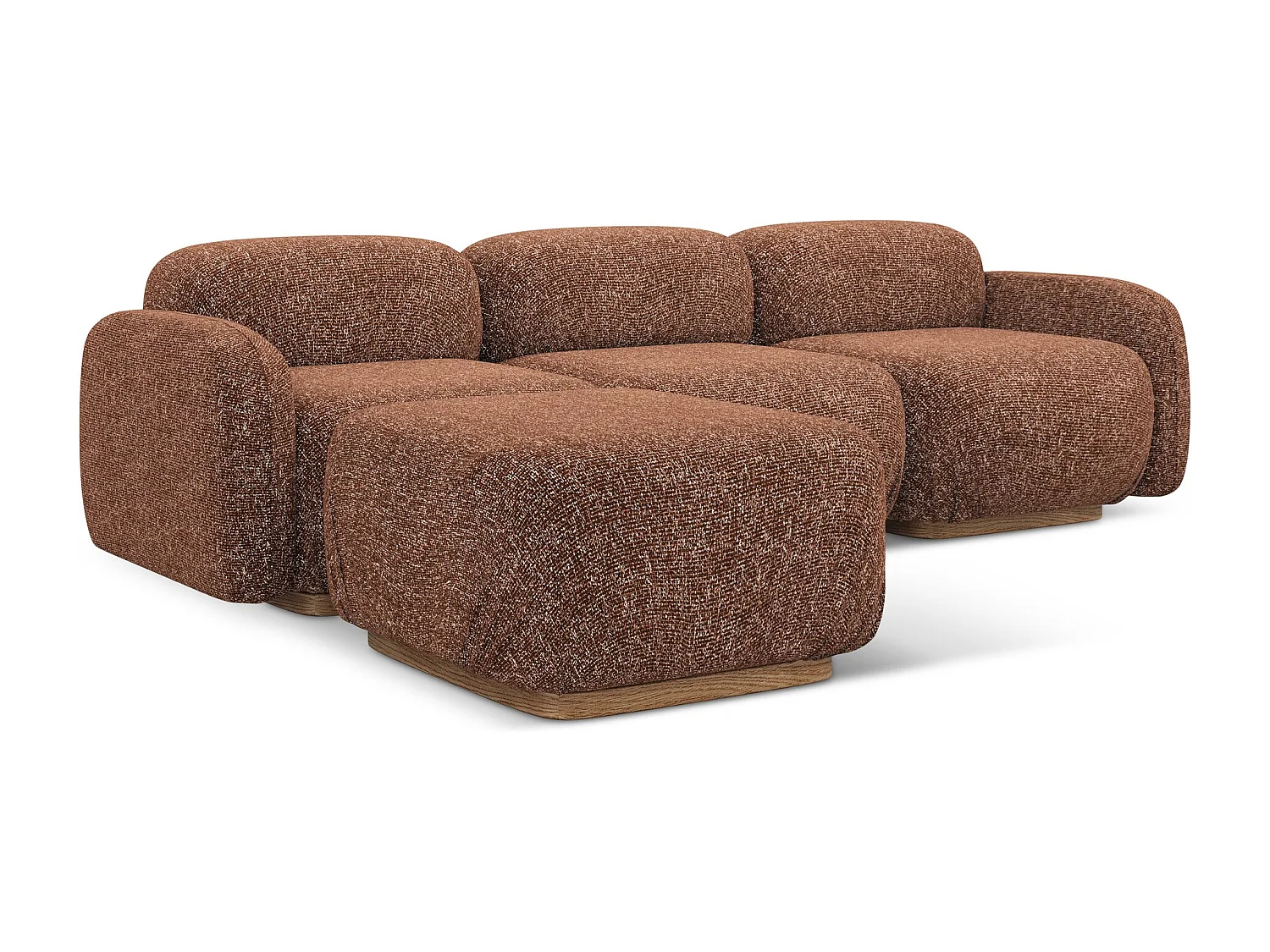 Omkeerbare modulaire hoekbank van terracotta textuurstof - AILANI