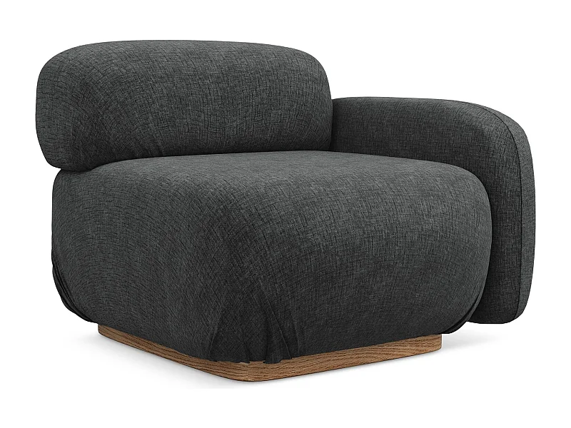 Module avec accoudoirs droit en tissu chenille - acier - AILANI