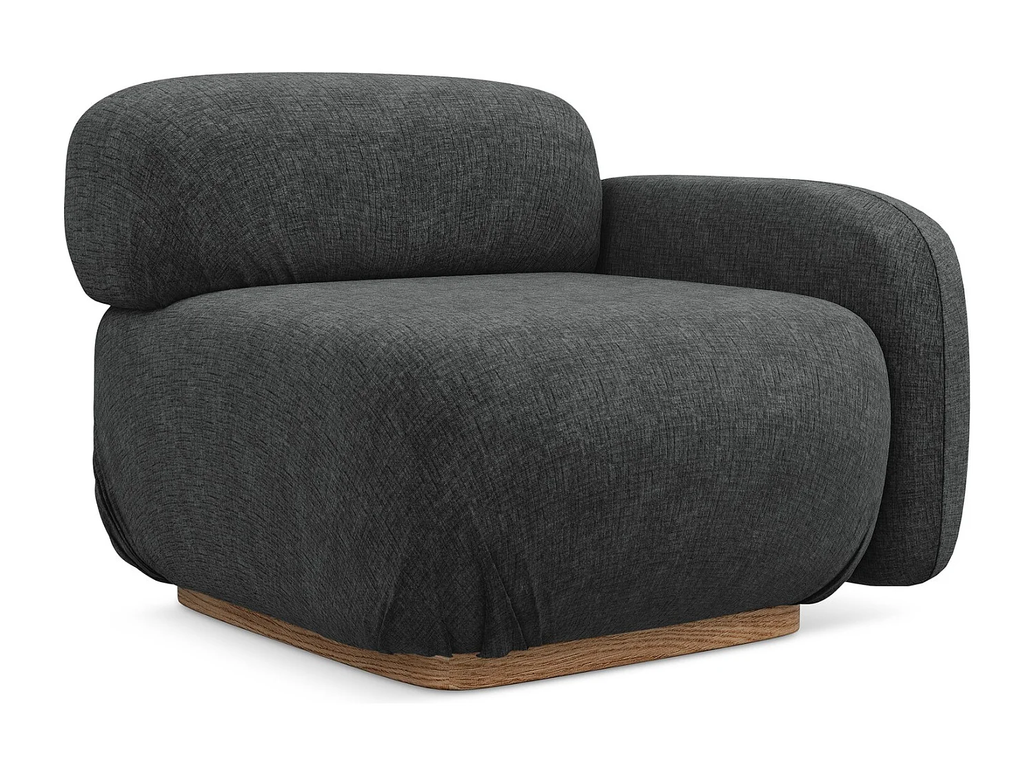 Module avec accoudoirs droit en tissu chenille - acier - AILANI