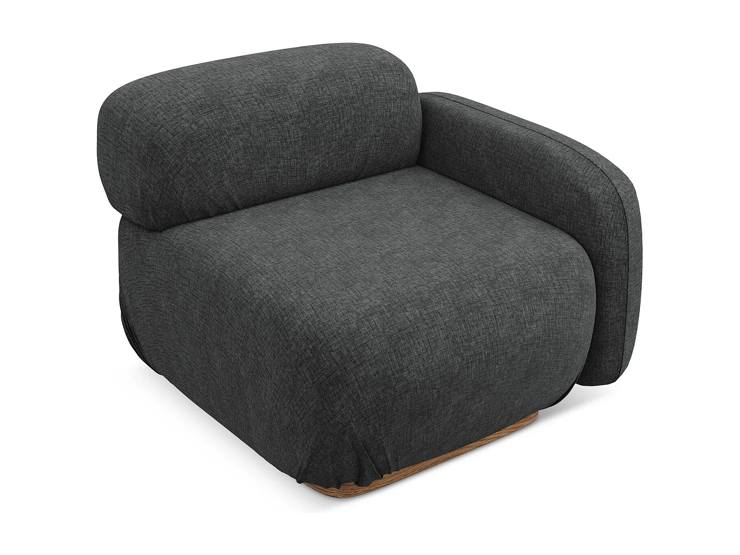 Module avec accoudoirs droit en tissu chenille - acier - AILANI