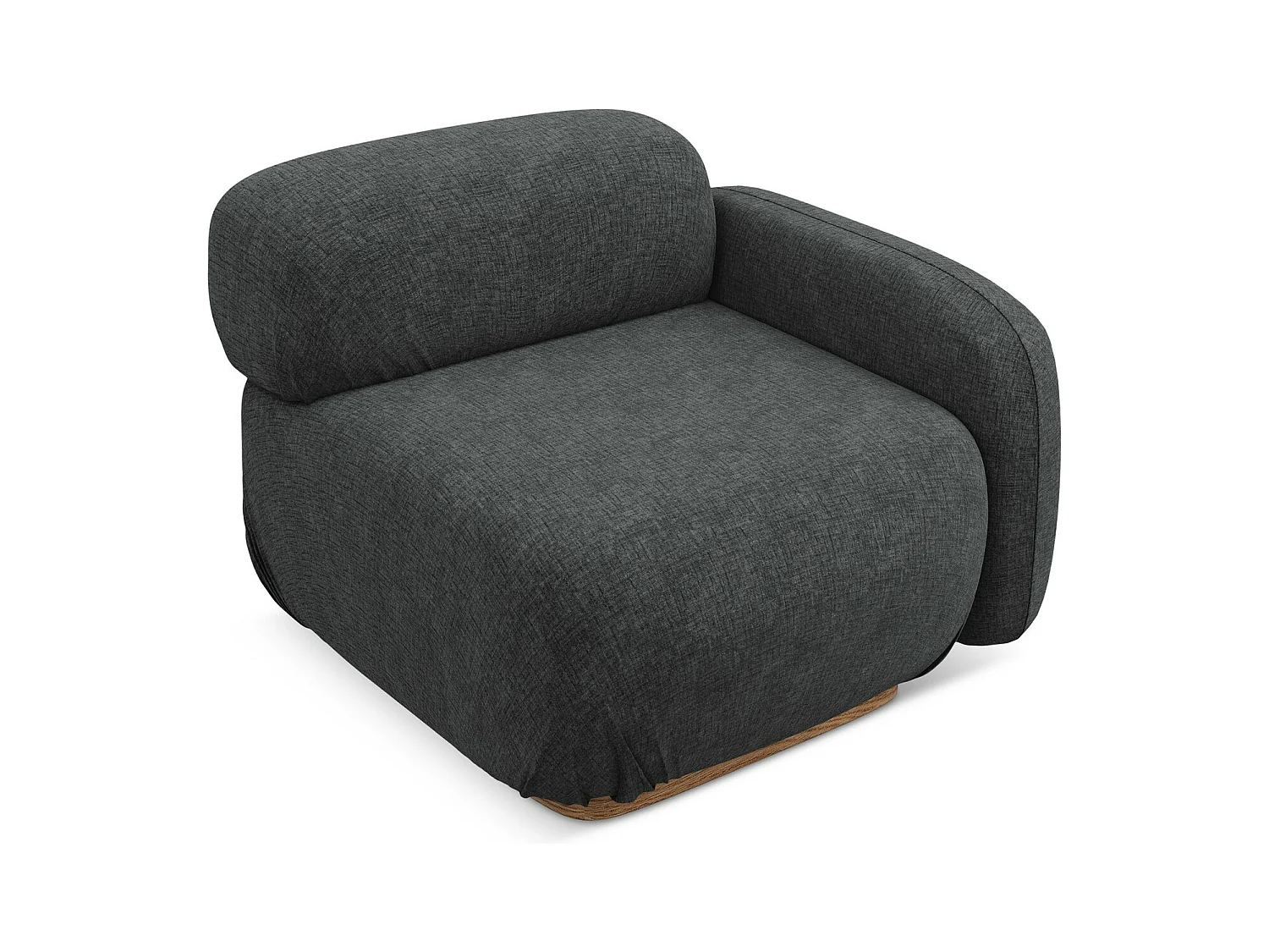 Bankmodule met armleuning rechts van staal chenille stof - AILANI