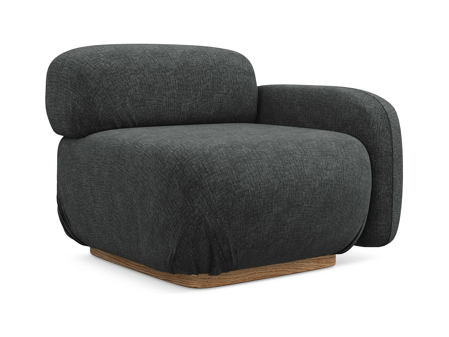 Bankmodule met armleuning rechts van staal chenille stof - AILANI