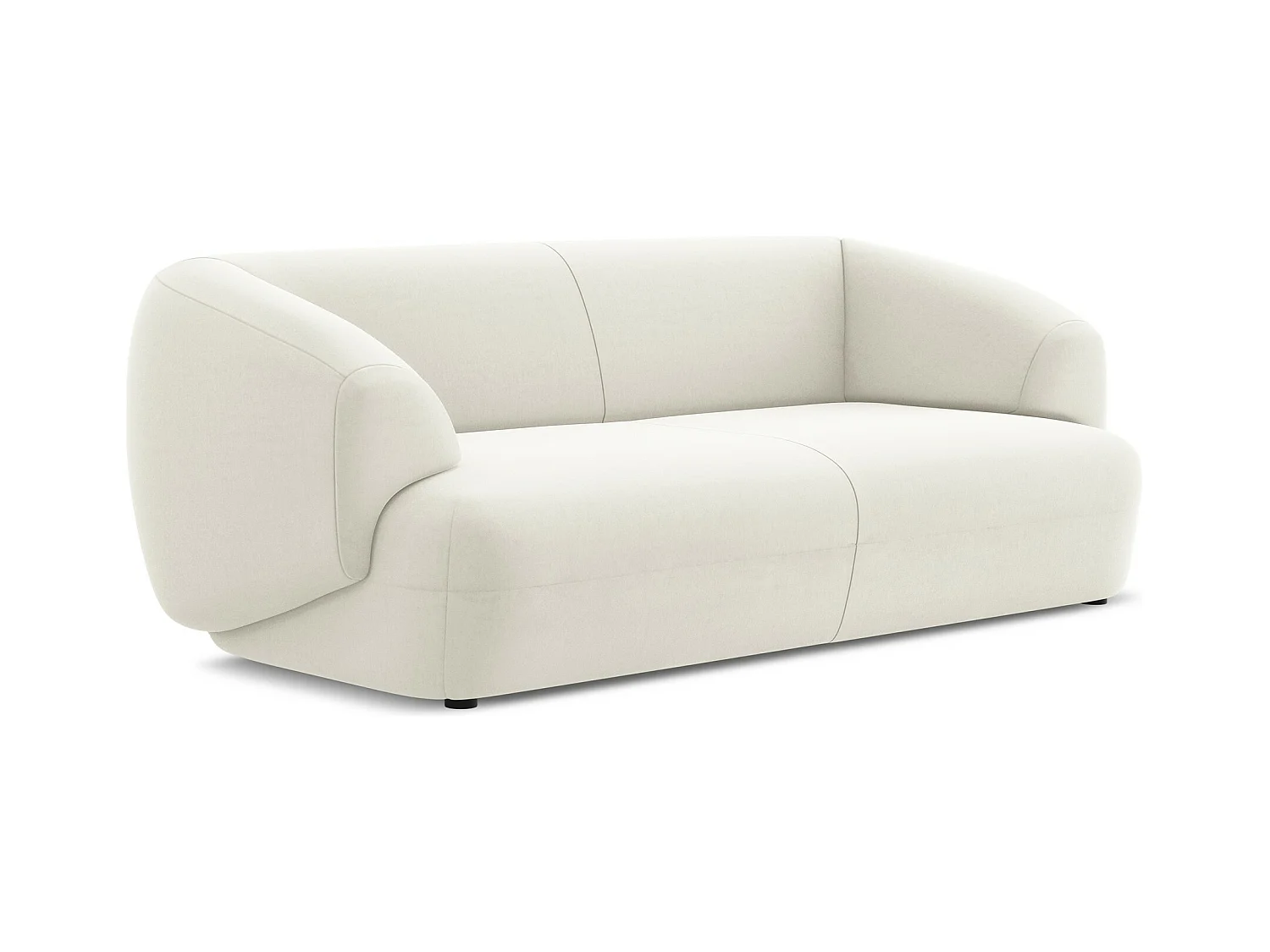 3-Sitzer Sofa - - Samt - Hell beige - MOANA