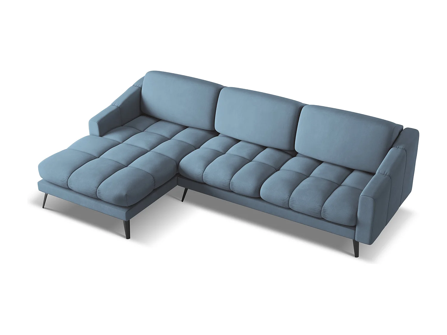 Canapé d'angle gauche en tissu chenille - jeans - NALU