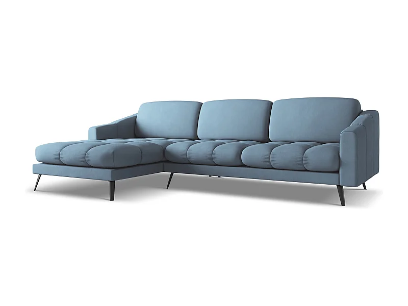 Canapé d'angle gauche en tissu chenille - jeans - NALU