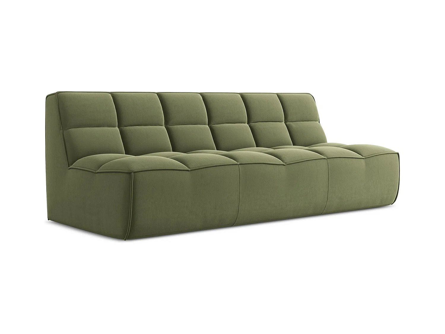 Modulares 3-Sitzer Sofa - - Samt - Olive - KALAI