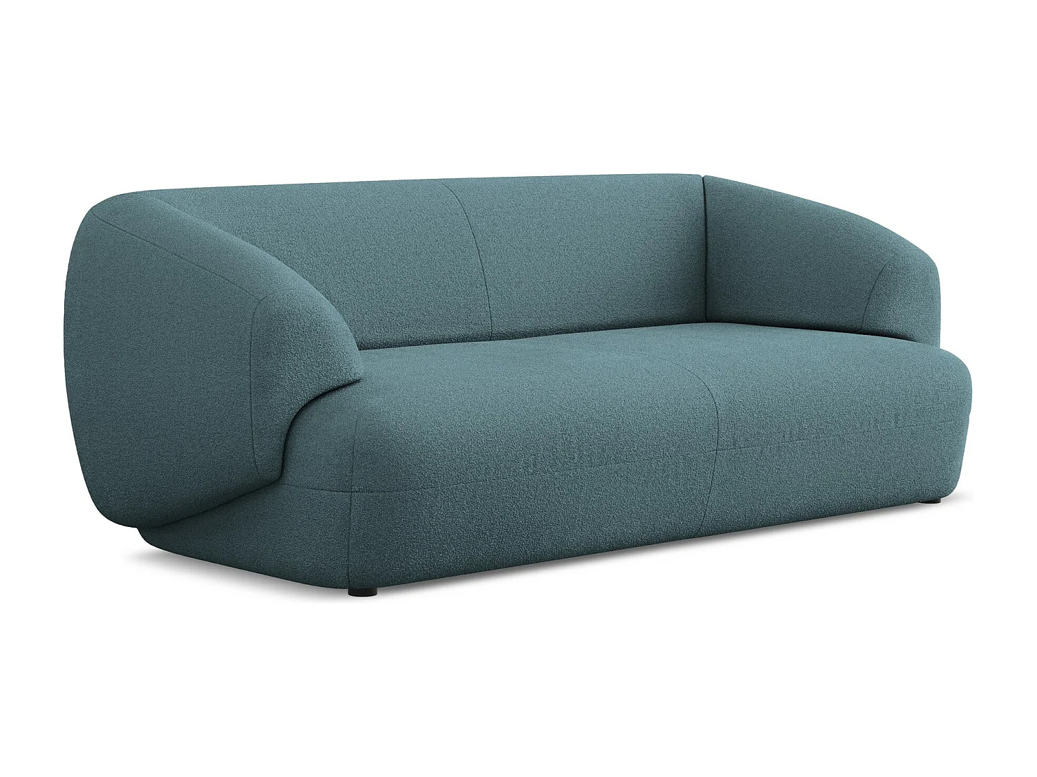 Sofá de 3 lugares em tecido bouclé jeans - MOANA