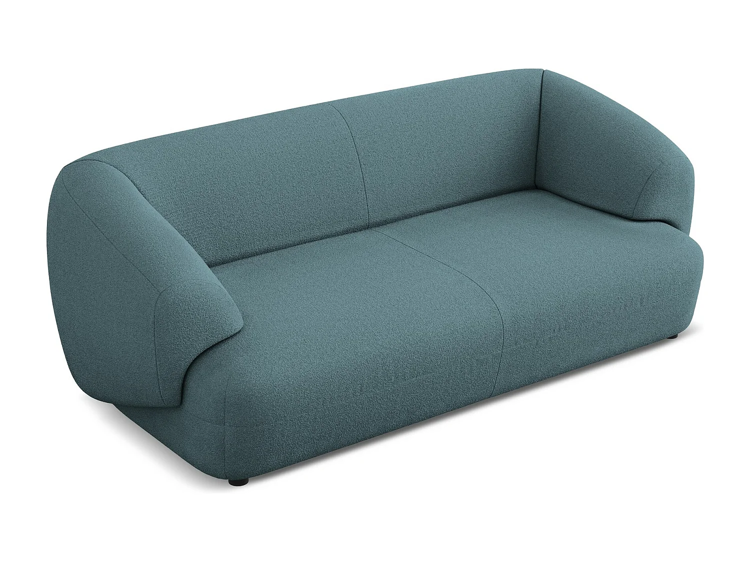 Sofá de 3 lugares em tecido bouclé jeans - MOANA