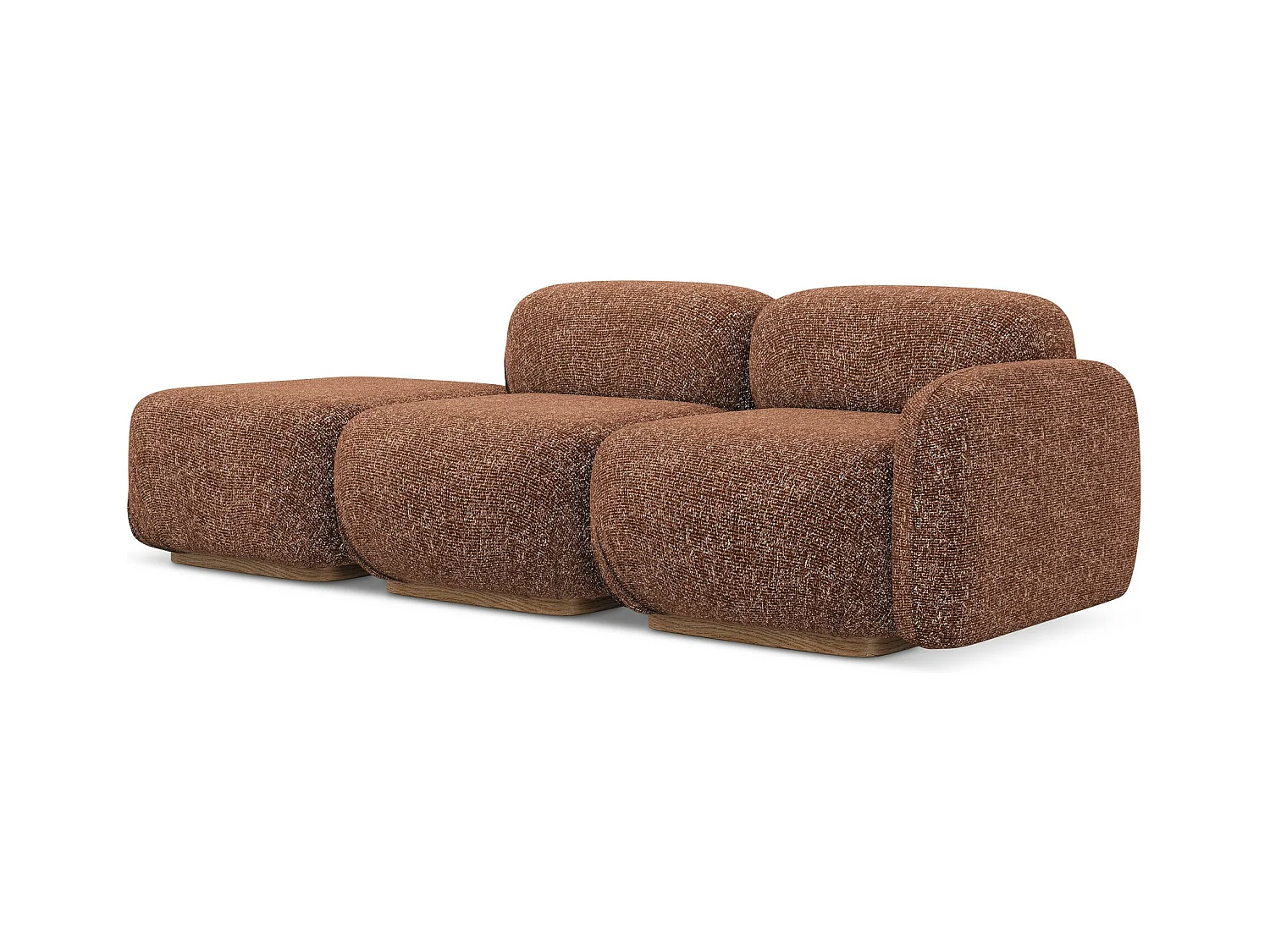 Canapé modulable 3 places gauche en tissu texturé - terre cuite - AILANI