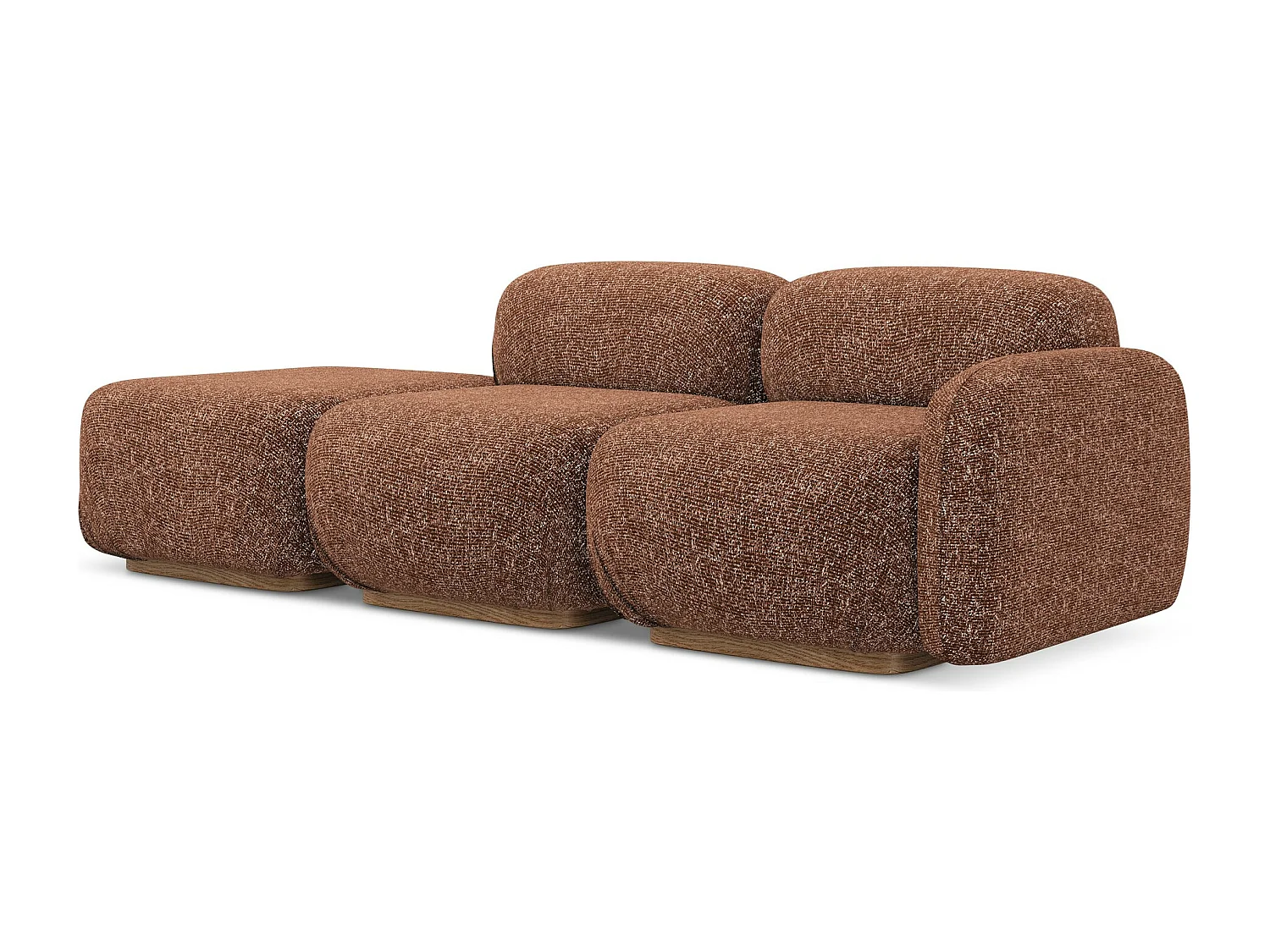 Canapé modulable 3 places gauche en tissu texturé - terre cuite - AILANI