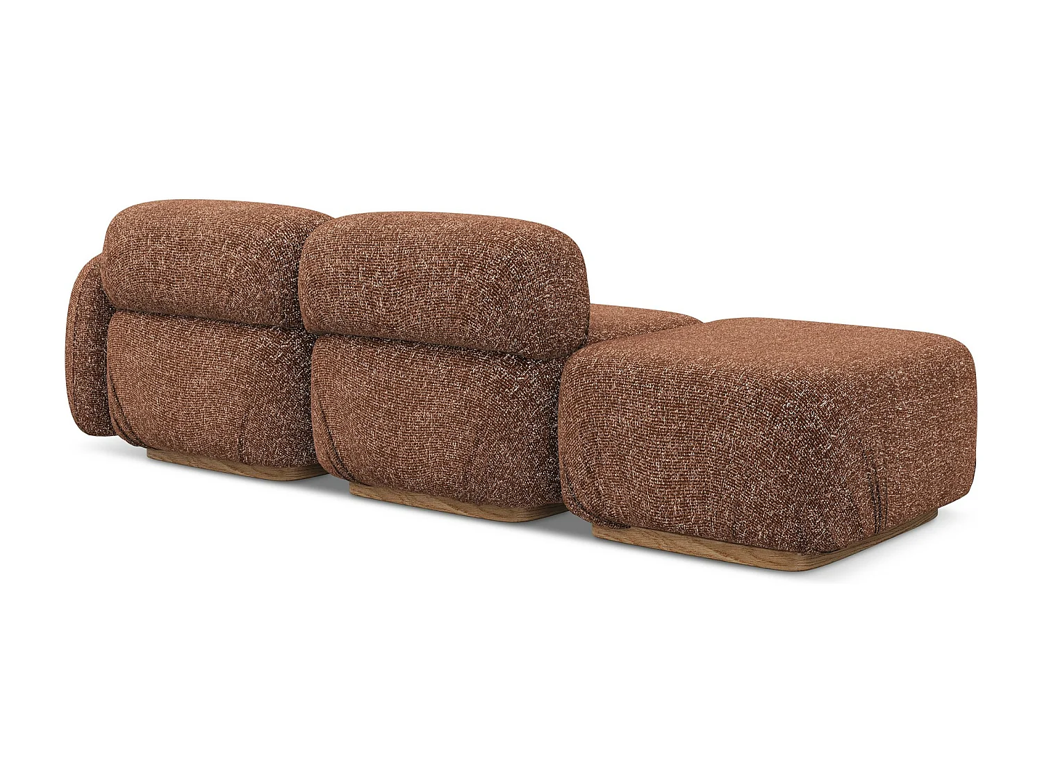 Canapé modulable 3 places gauche en tissu texturé - terre cuite - AILANI