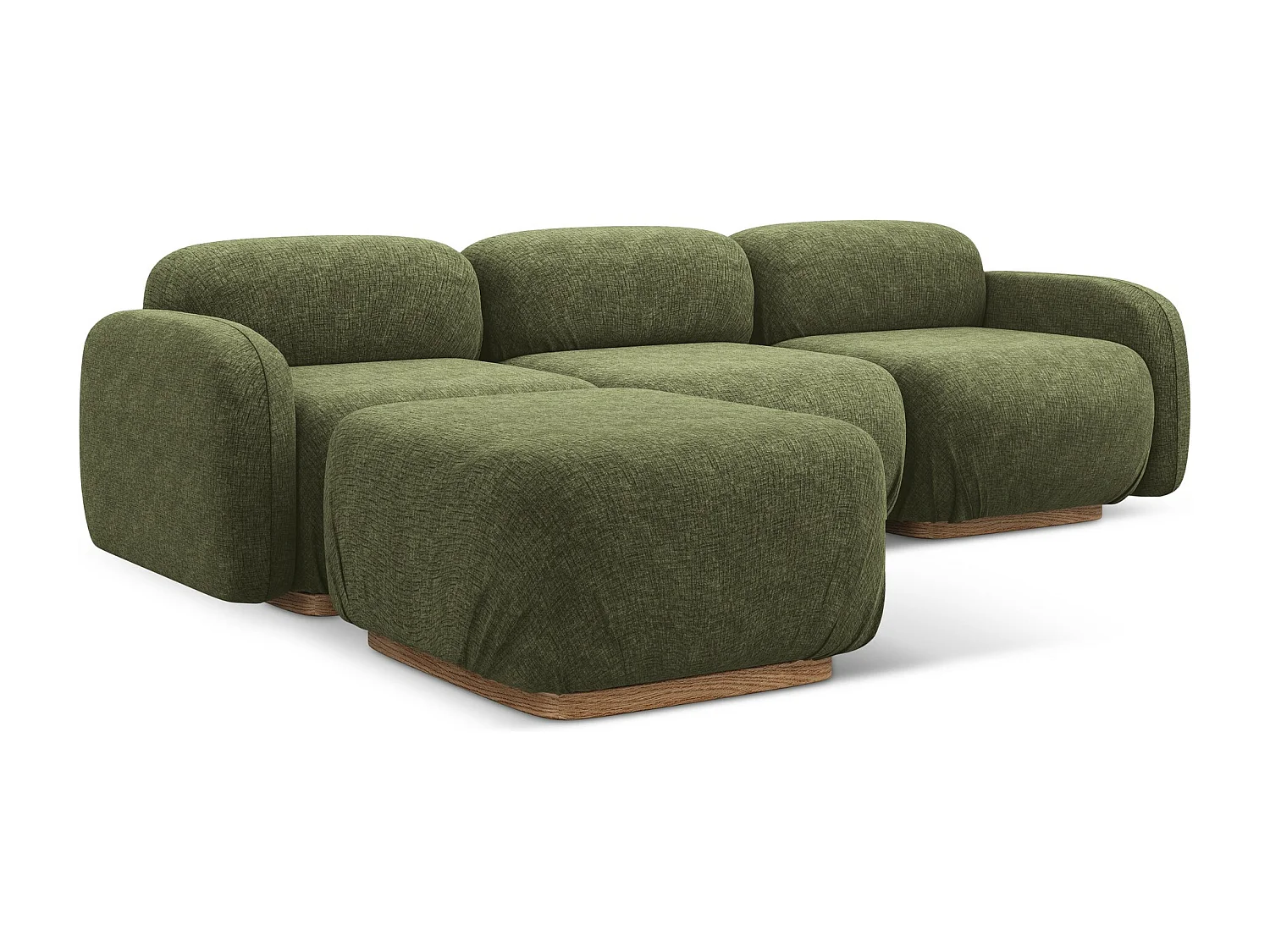 Canapé d'angle réversible en tissu chenille - olive - AILANI