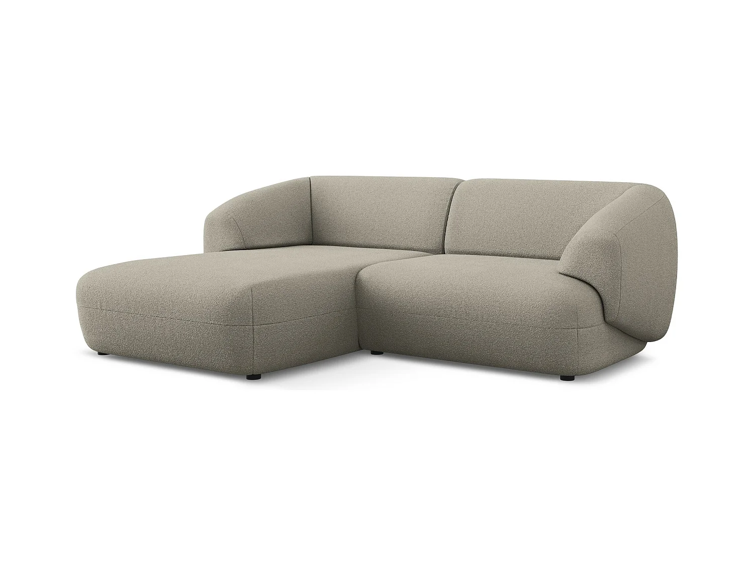 Canapé d'angle 2,5 places modulaire gauche en tissu bouclette - beige foncé - MOANA