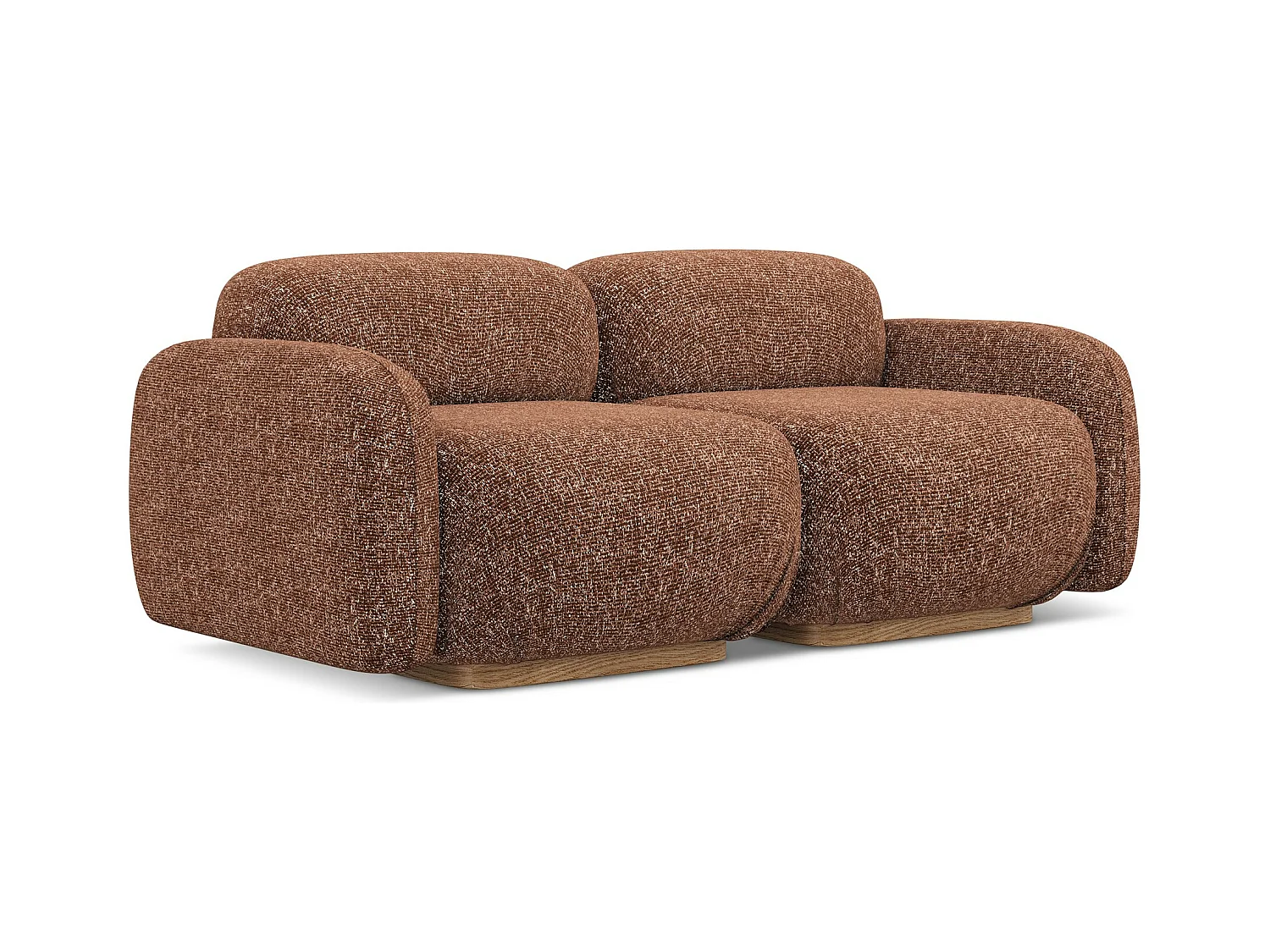 Canapé modulable 3 places en tissu texturé - terre cuite - AILANI