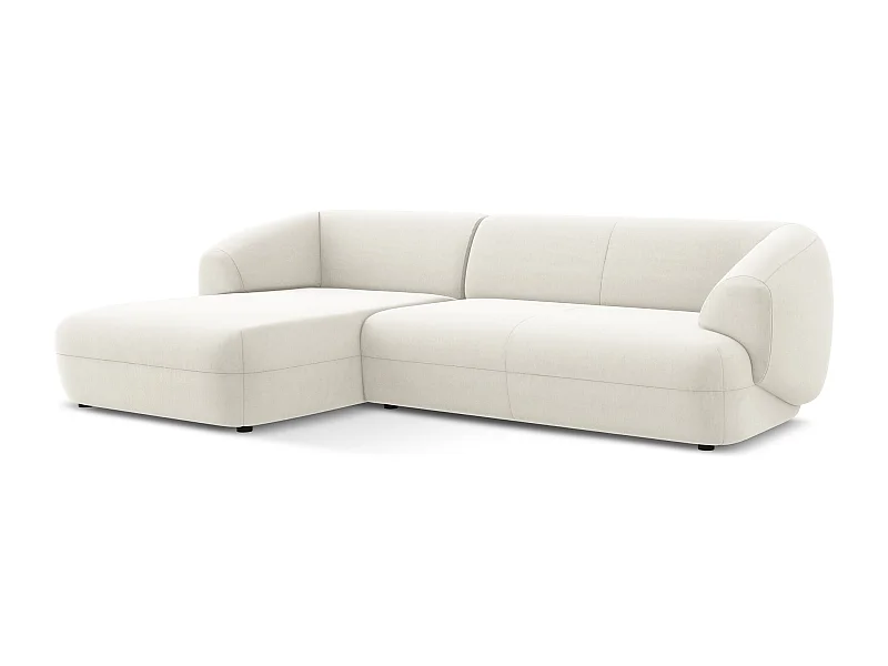 Canapé d'angle 3 places modulaire gauche en velours - beige clair - MOANA