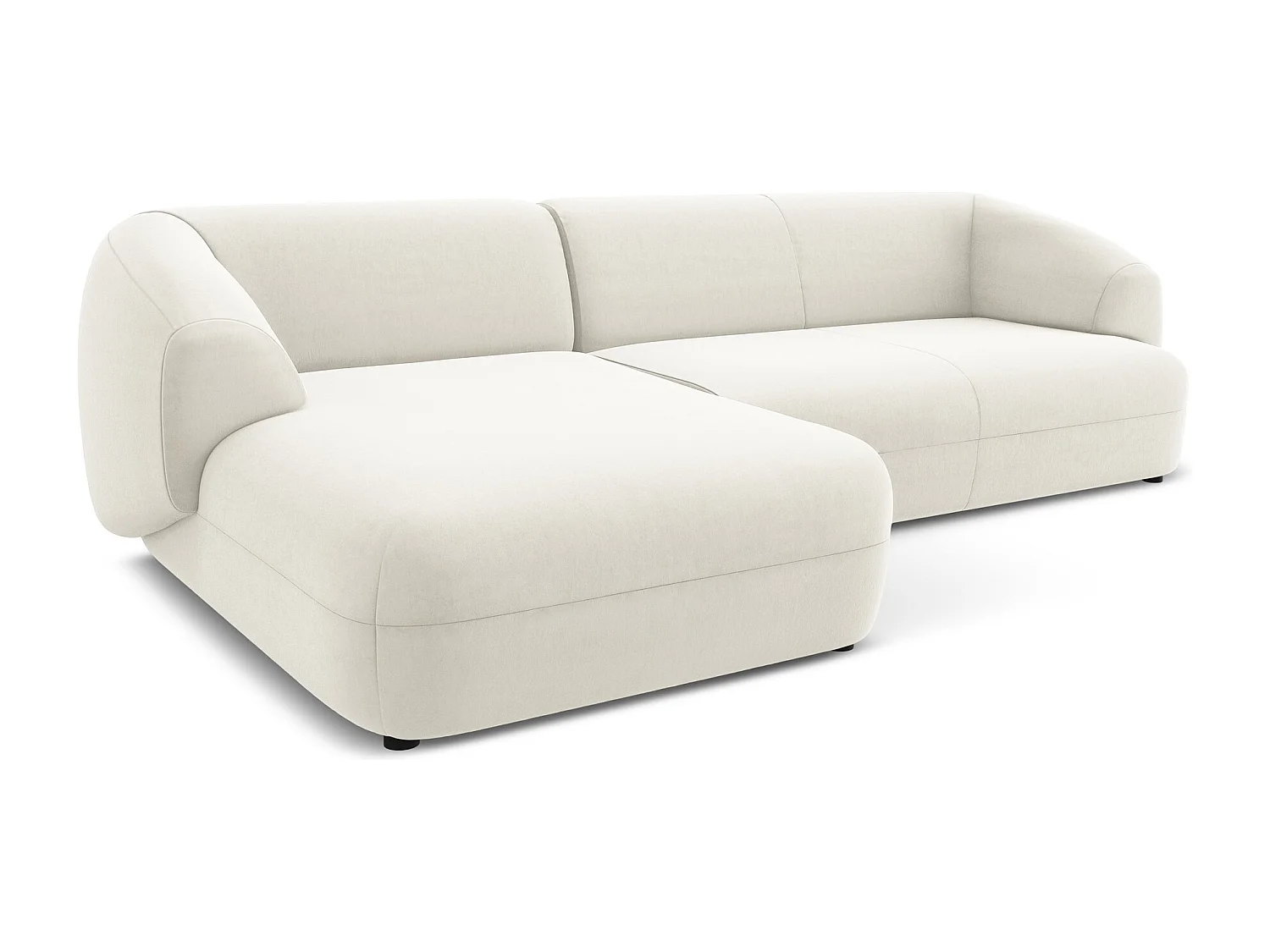 Canapé d'angle 3 places modulaire gauche en velours - beige clair - MOANA