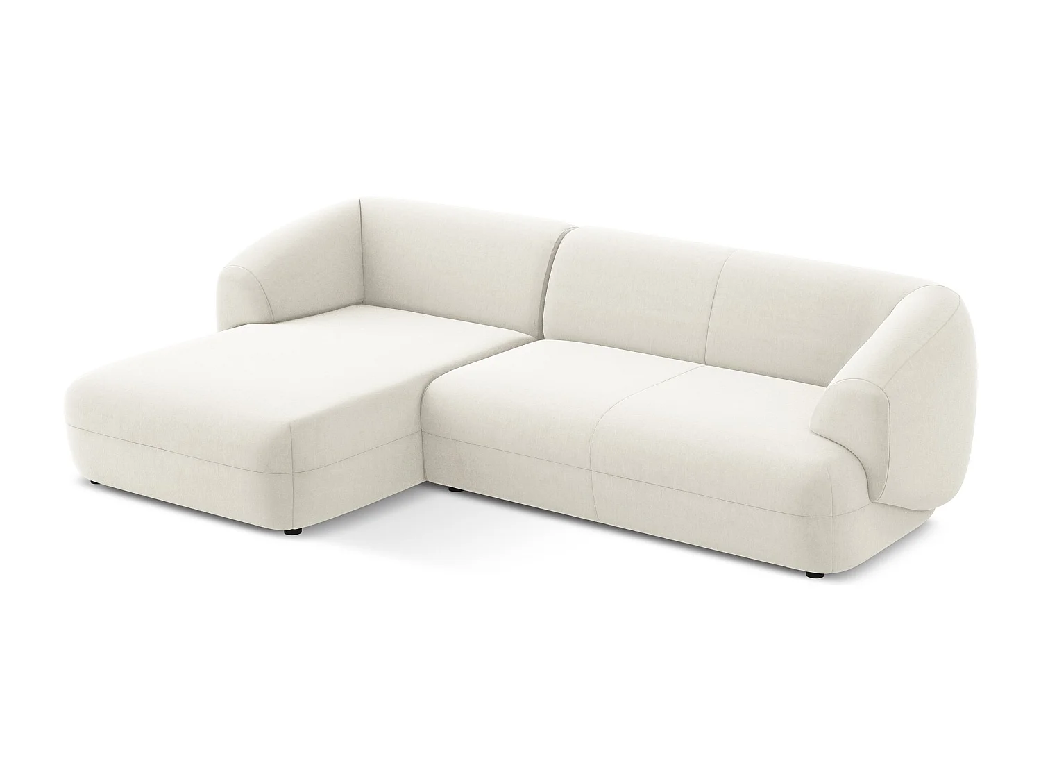 Canapé d'angle 3 places modulaire gauche en velours - beige clair - MOANA