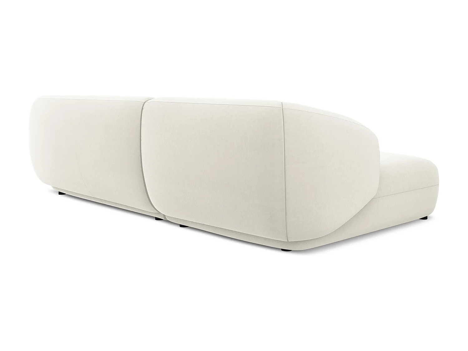 Canapé d'angle 3 places modulaire gauche en velours - beige clair - MOANA