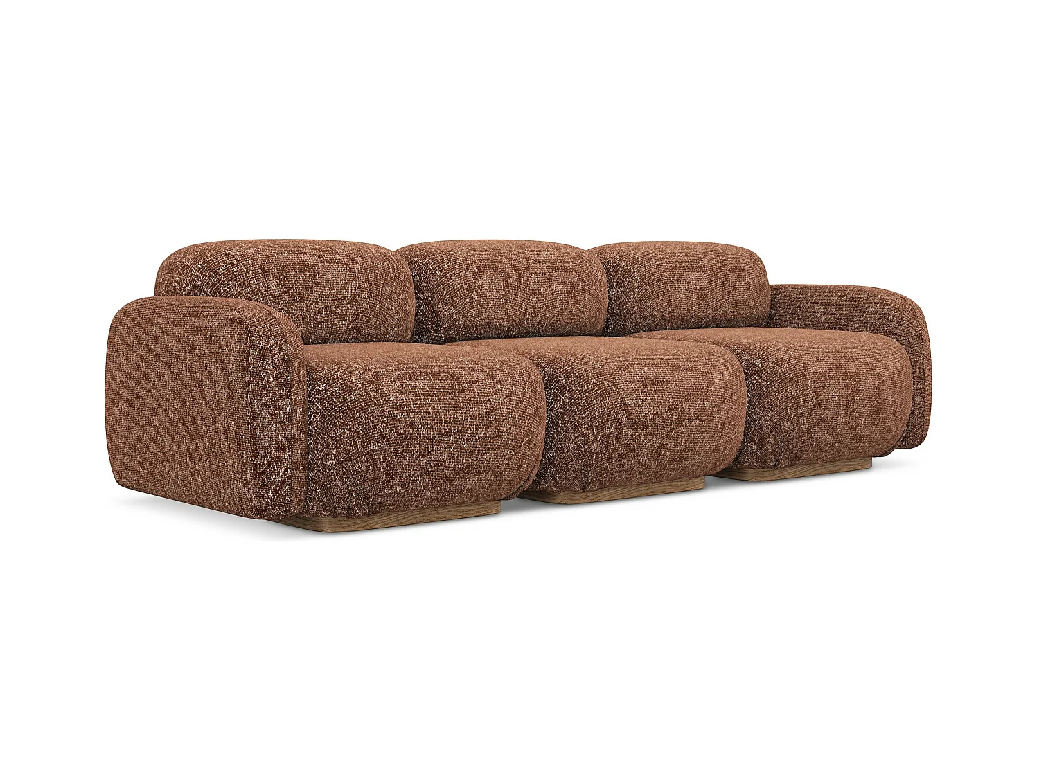 Canapé modulable 4 places en tissu texturé - terre cuite - AILANI