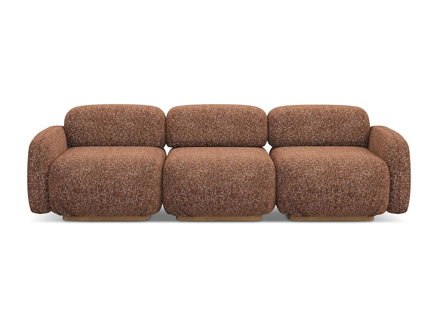 Canapé modulable 4 places en tissu texturé - terre cuite - AILANI