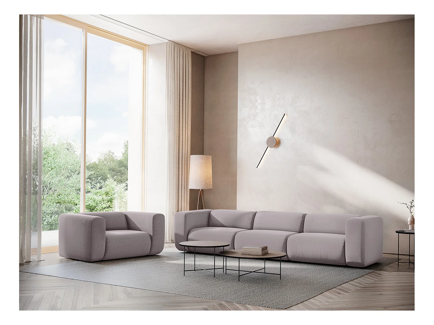 Fauteuil pour canapé modulable en velours - lavande - EKAHI