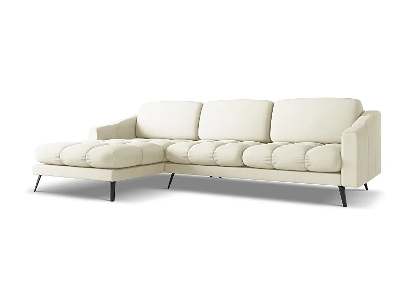 Hoekbank links van beige chenille stof - NALU