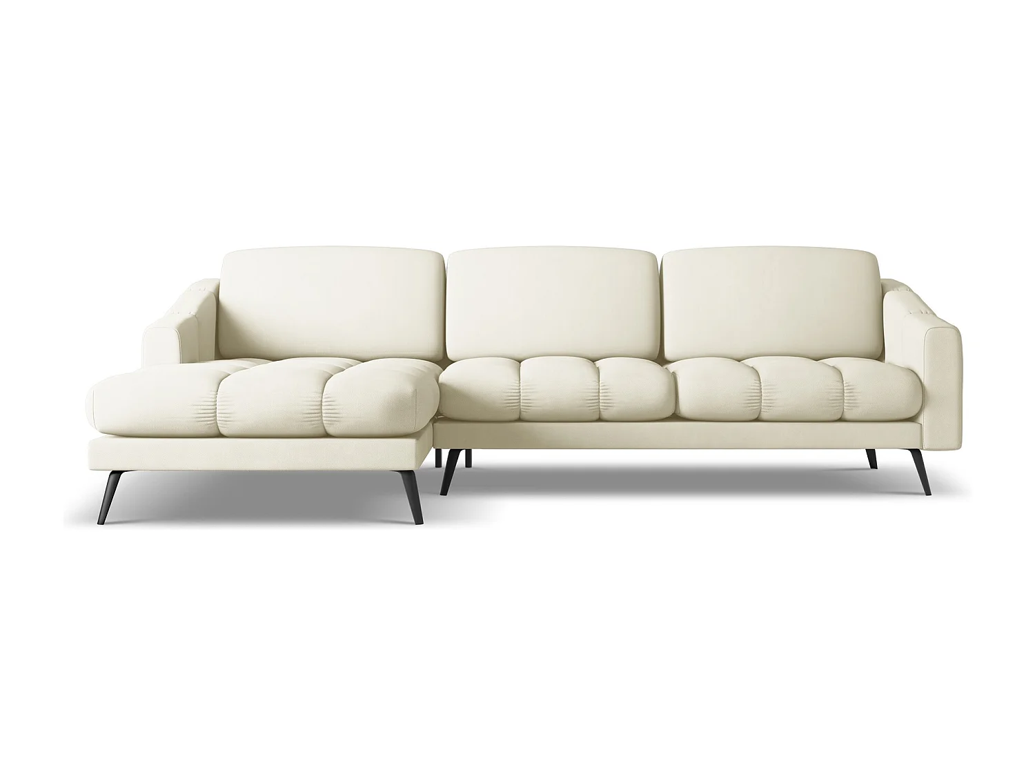 Hoekbank links van beige chenille stof - NALU