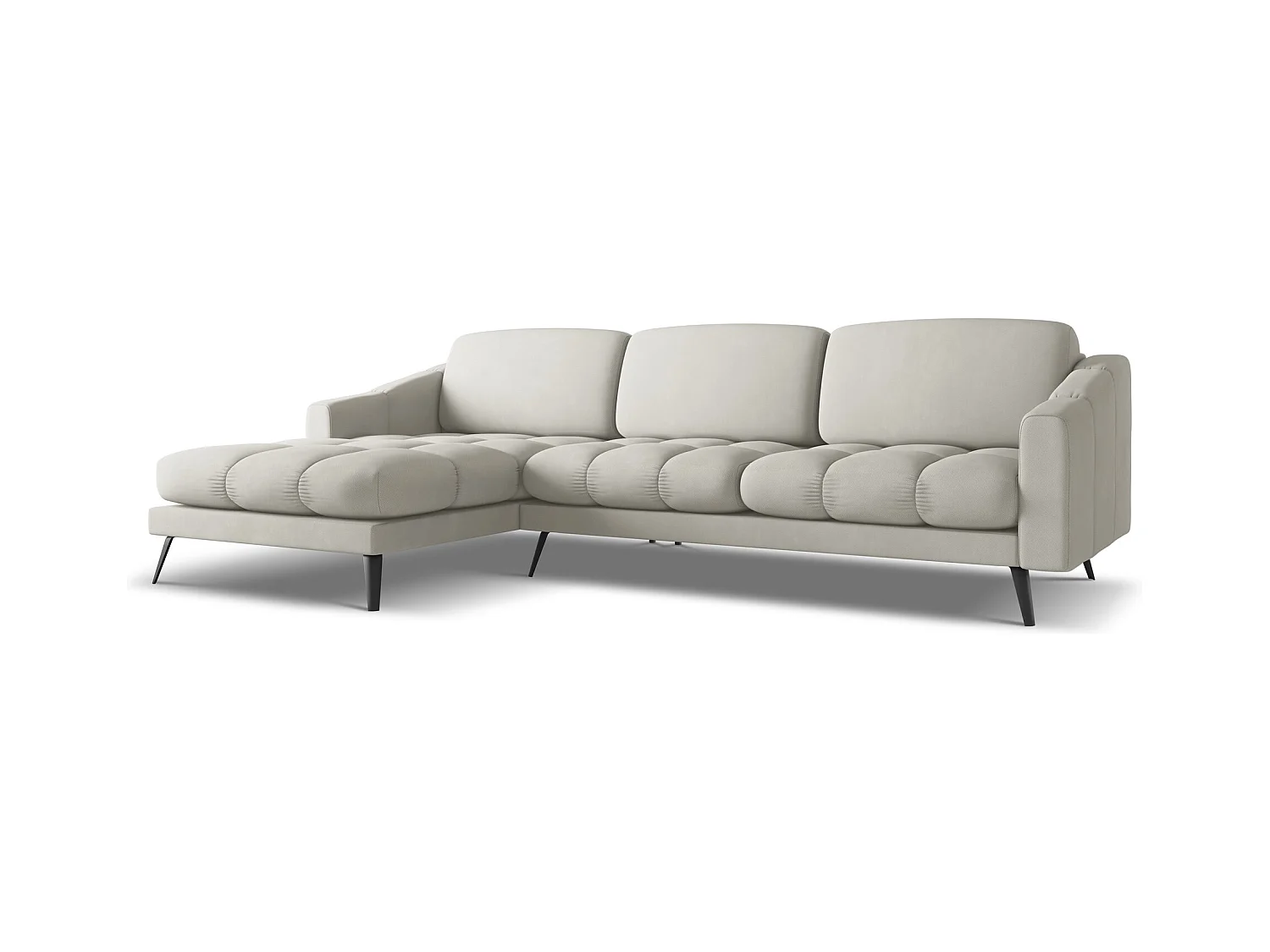 Canapé d'angle gauche en tissu chenille - beige - NALU