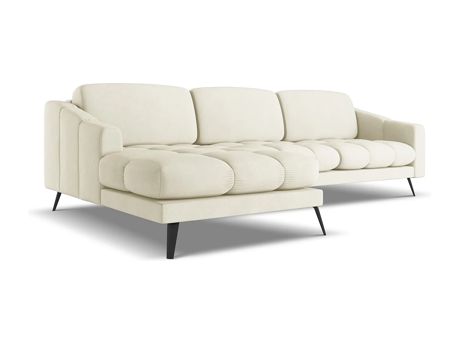 Canapé d'angle gauche en tissu chenille - beige - NALU