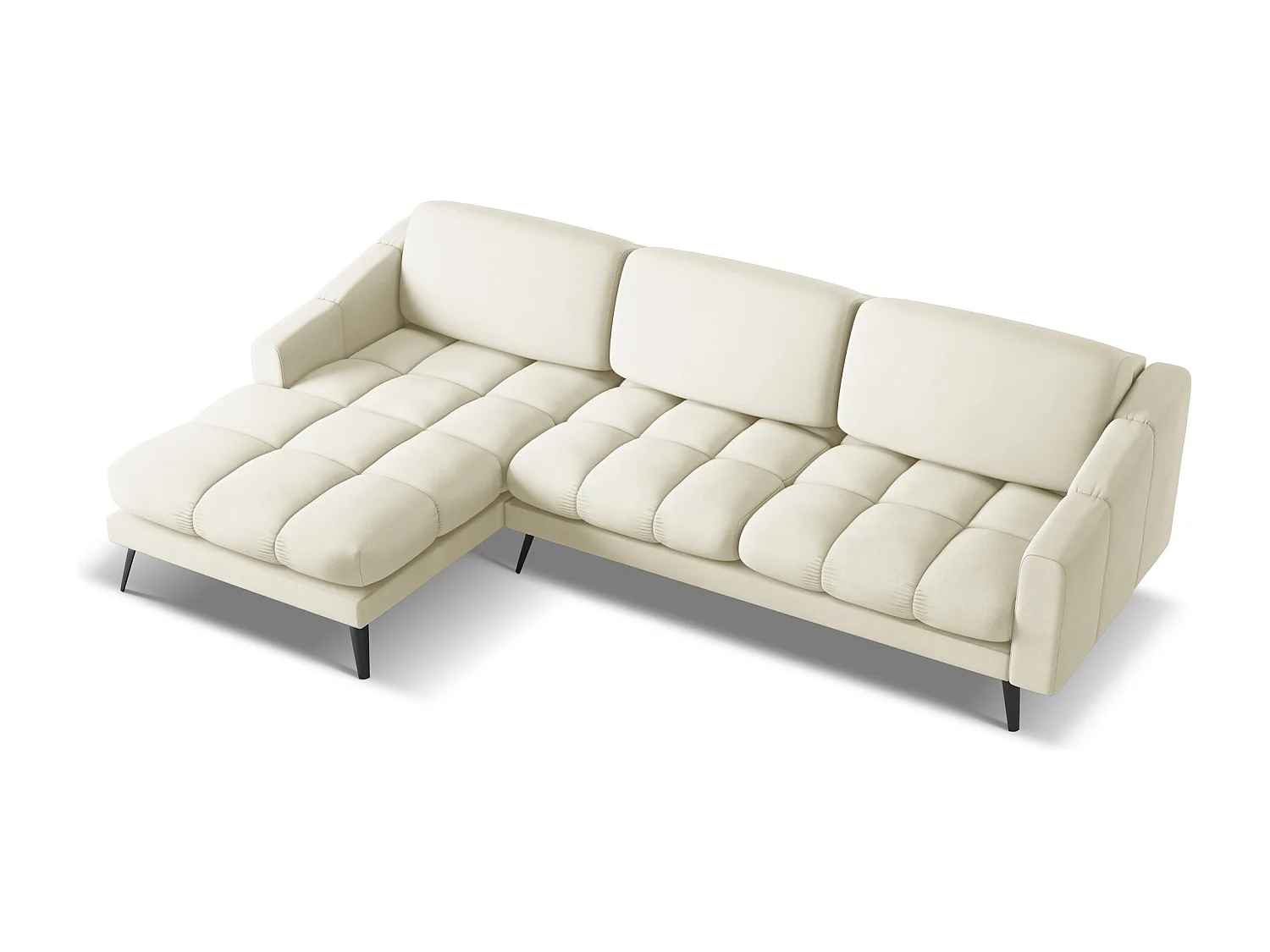 Canapé d'angle gauche en tissu chenille - beige - NALU