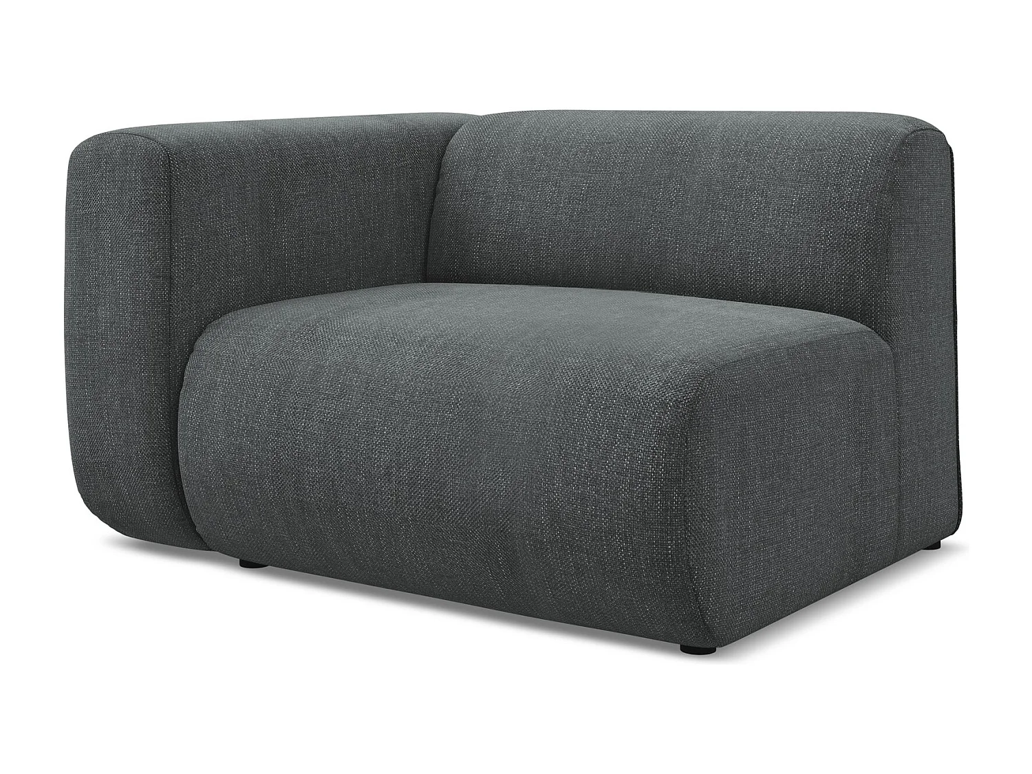 Bankmodule met armleuning links van grafiet chenille stof - EKAHI