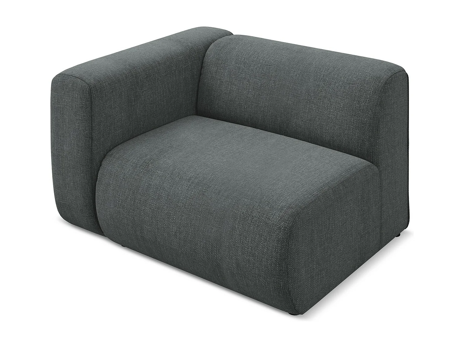 Bankmodule met armleuning links van grafiet chenille stof - EKAHI