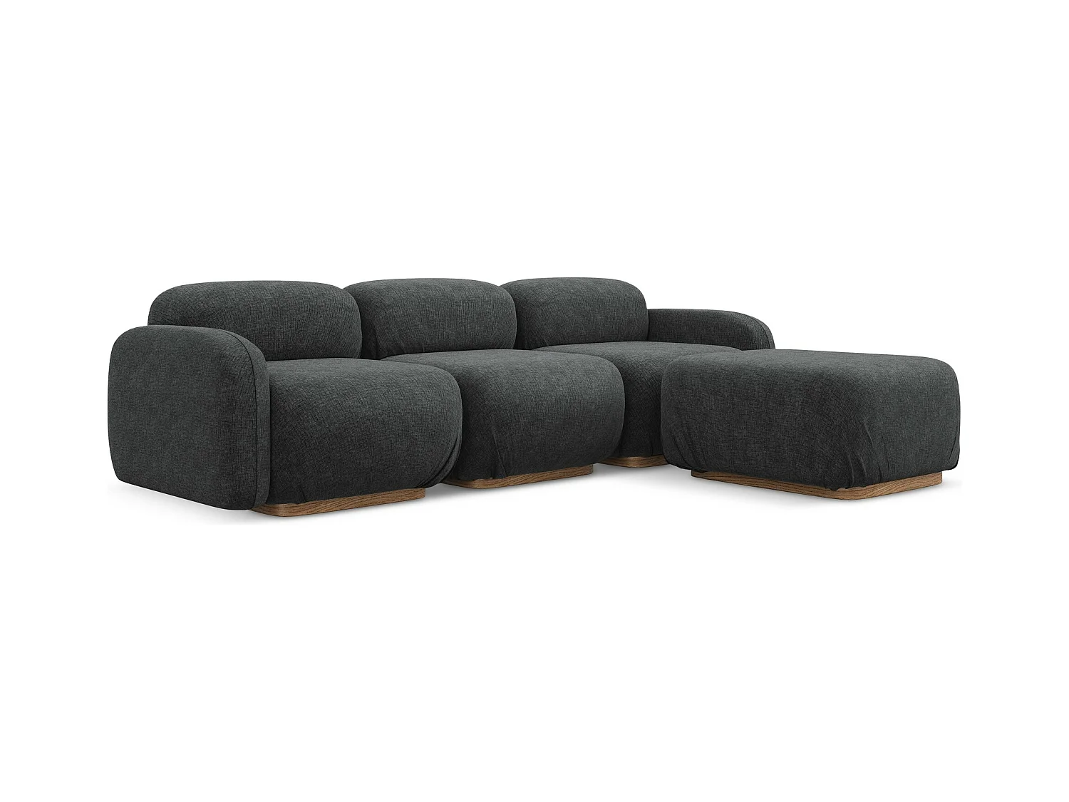 Canapé d'angle réversible en tissu chenille - acier - AILANI