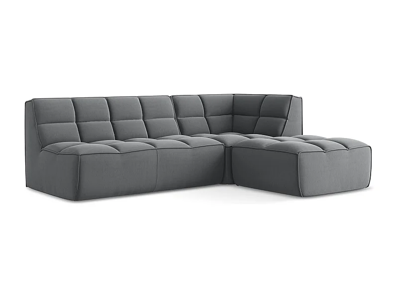 4-Sitzer Modulares Ecksofa - Ecke Rechts - Samt - Stahl - KALAI