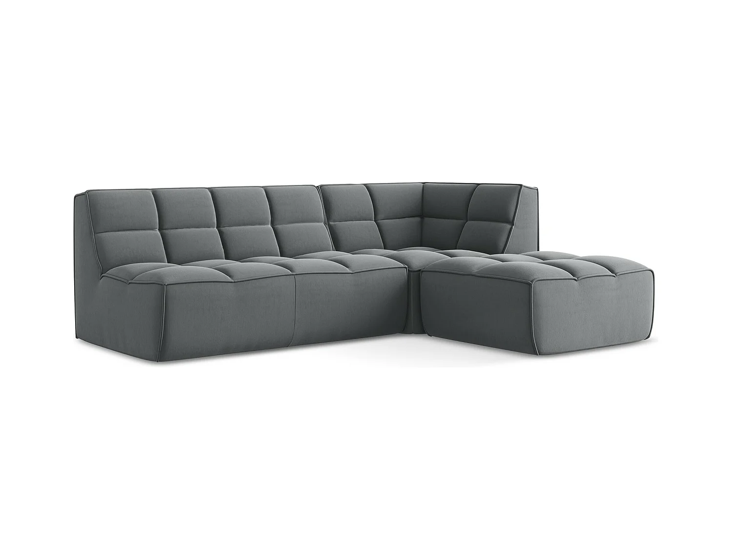 4-Sitzer Modulares Ecksofa - Ecke Rechts - Samt - Stahl - KALAI
