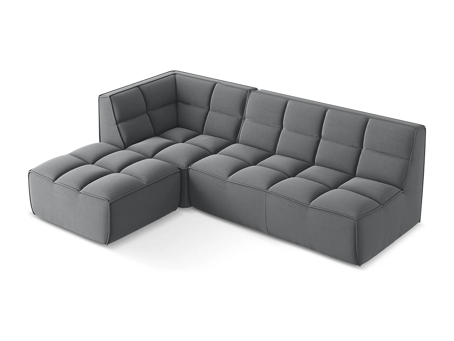 Canapé d'angle 4 places modulaire droit en velours - acier - KALAI