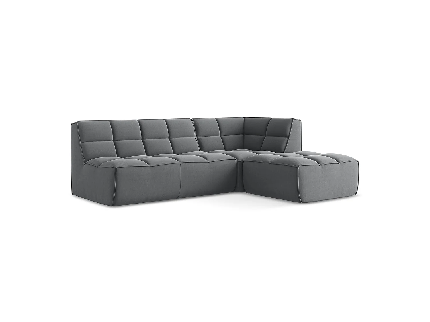 4-Sitzer Modulares Ecksofa - Ecke Rechts - Samt - Stahl - BELLUNO