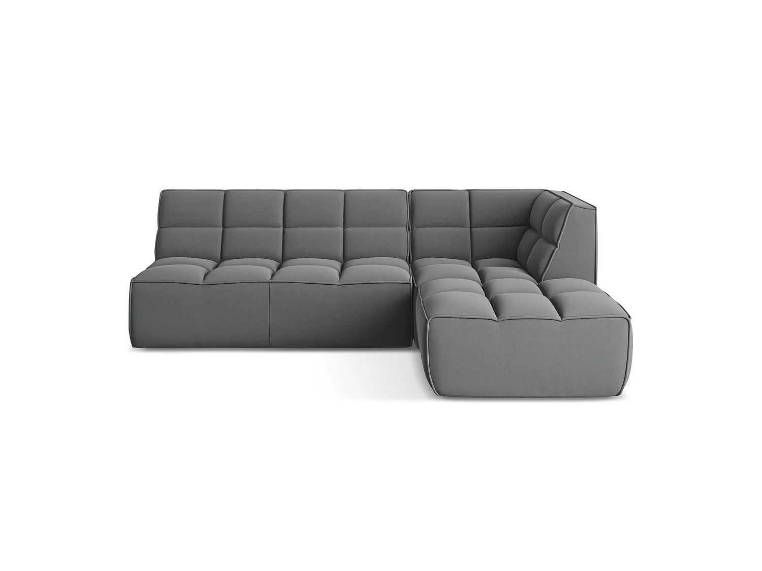 4-Sitzer Modulares Ecksofa - Ecke Rechts - Samt - Stahl - BELLUNO