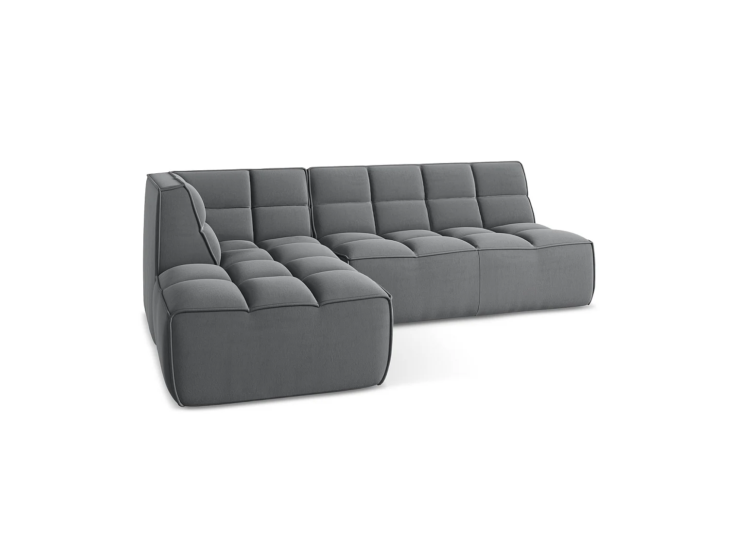 4-Sitzer Modulares Ecksofa - Ecke Rechts - Samt - Stahl - BELLUNO