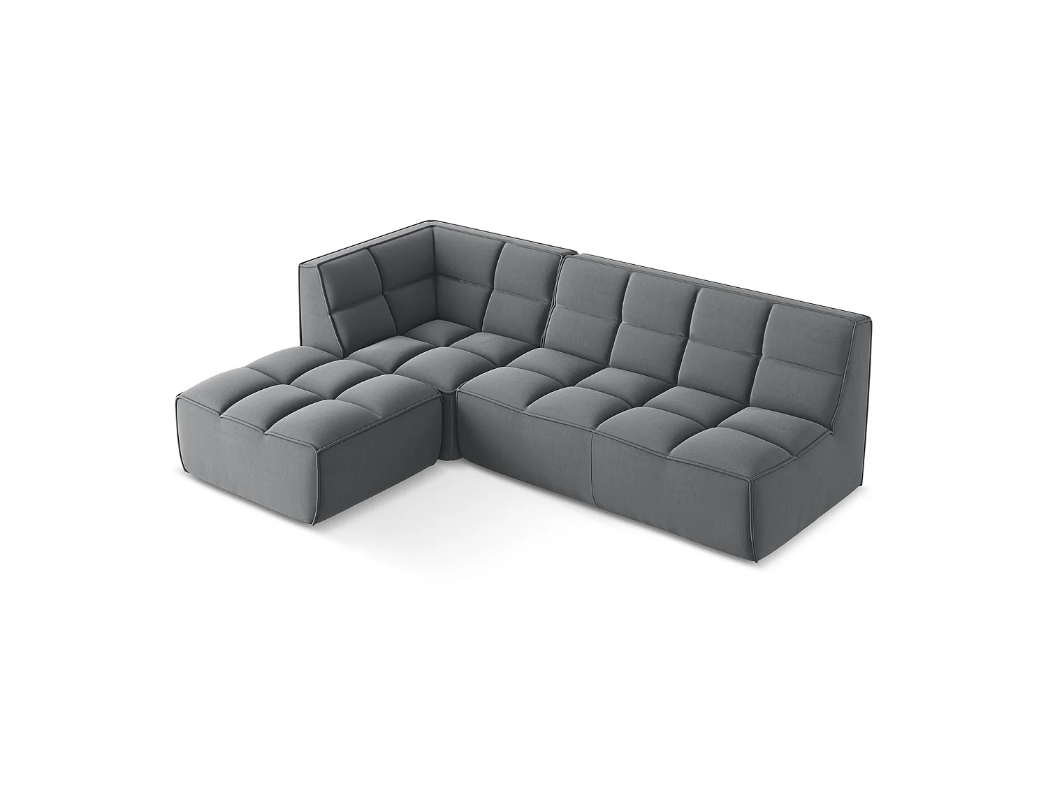 4-Sitzer Modulares Ecksofa - Ecke Rechts - Samt - Stahl - BELLUNO
